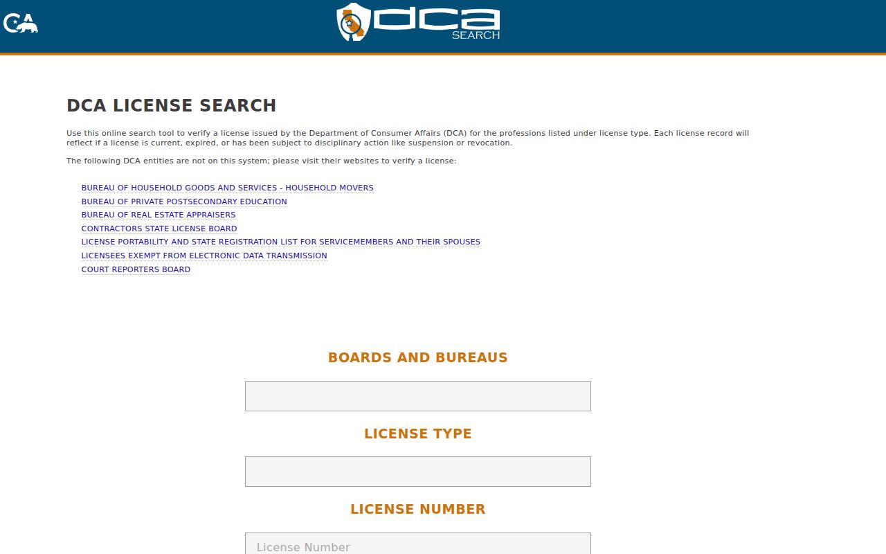 Simi Valley city directory research with a California professional-license search