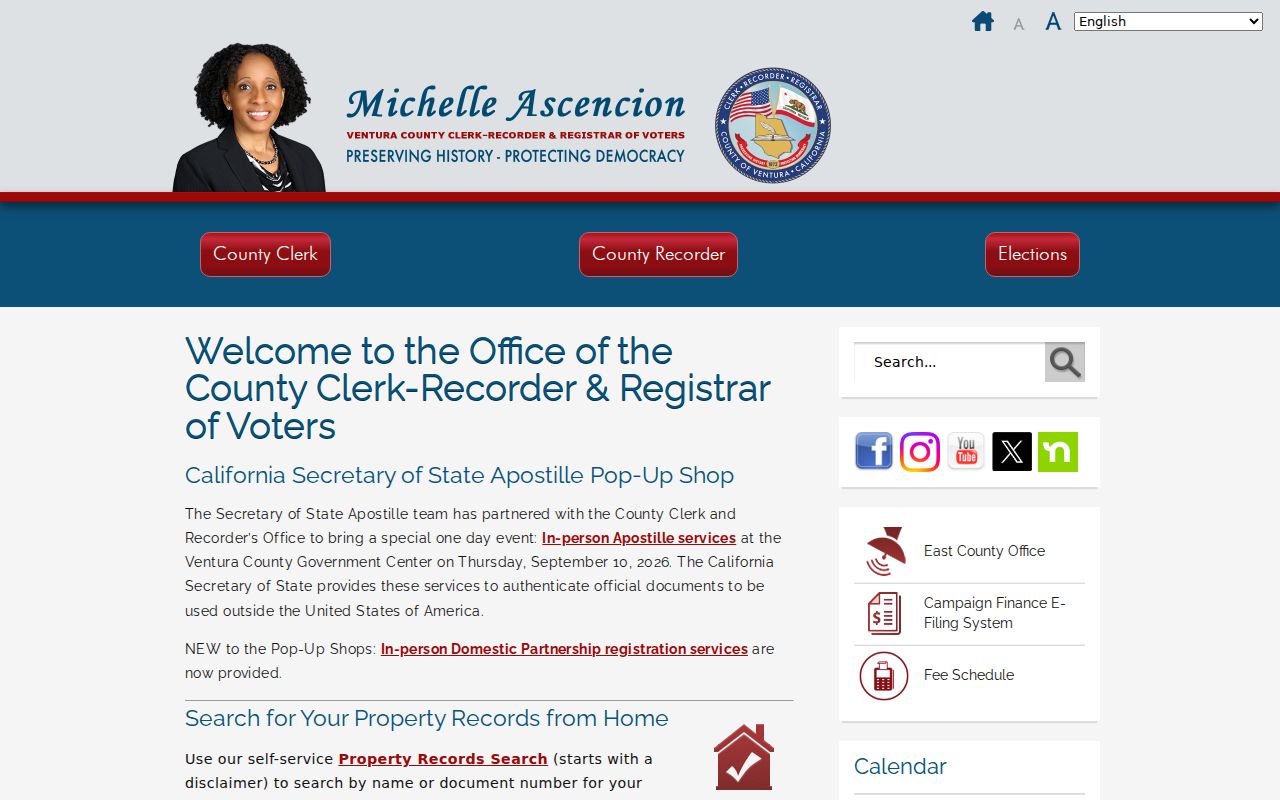 Simi Valley residents directory view of the Ventura County Clerk-Recorder entry page